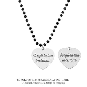 Collana emozionale con cristalli briolè neri - con incisione Personalizzabile -Beloved_gioielli