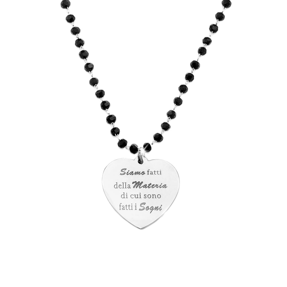 Collana emozionale con cristalli briolè neri con incisione - "Siamo fatti della materia..." -Beloved_gioielli
