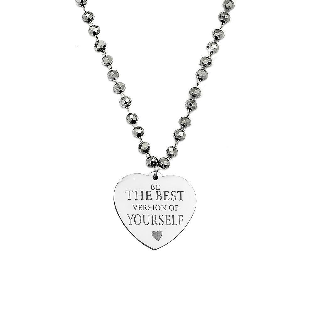 Collana emozionale con cristalli briolè silver con incisione - "Be the best version of yourself" -Beloved_gioielli