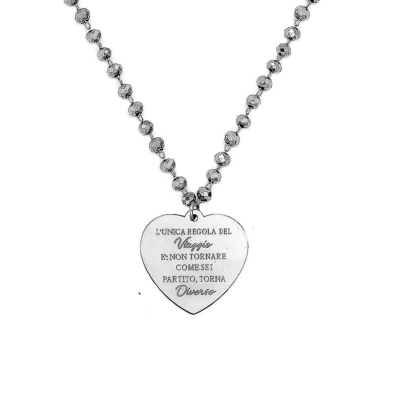 Collana emozionale con cristalli briolè silver con incisione - 