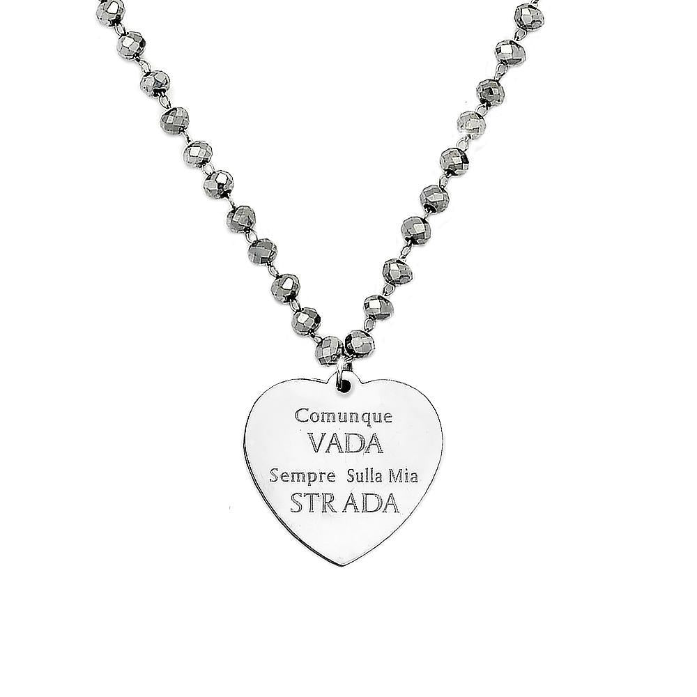 Collana emozionale con cristalli briolè silver con incisione - "Ovunque tu vada..." -Beloved_gioielli