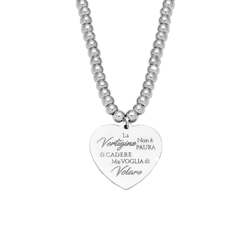 Collana emozionale con palline in acciaio con incisione - "La vertigine non è.." -Beloved_gioielli
