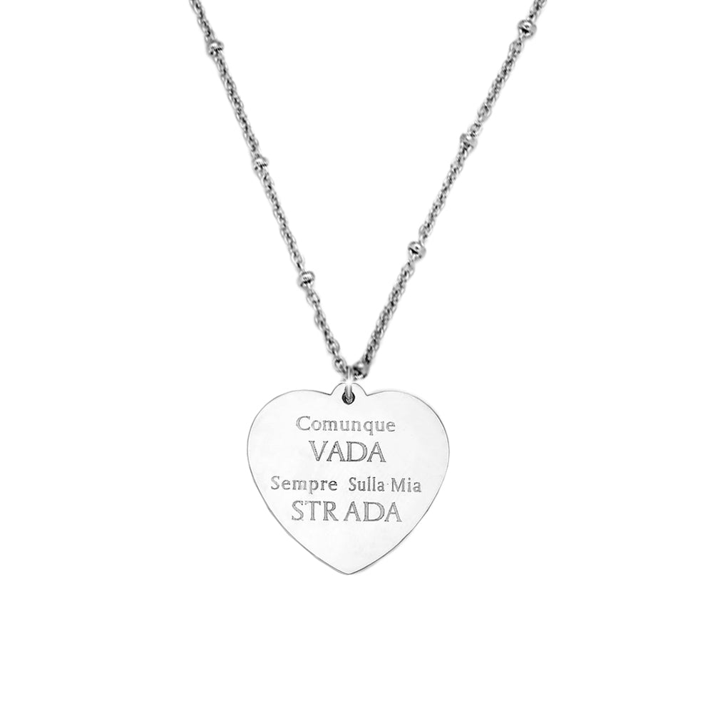 Collana emozionale con sferette in metallo con incisione - "Comunque vada, sempre sulla mia strada" -Beloved_gioielli