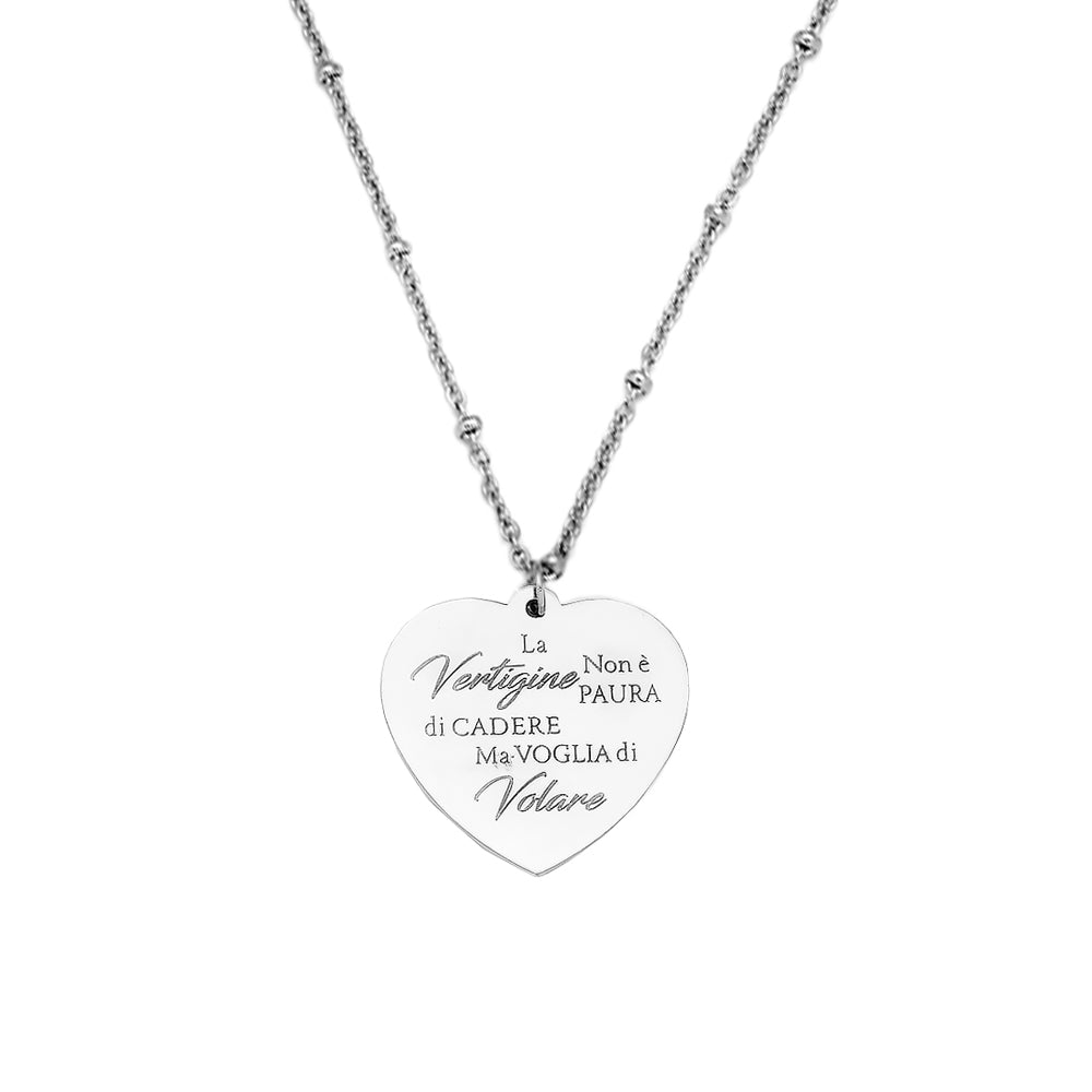 Collana emozionale con sferette in metallo con incisione - "La vertigine non è..." -Beloved_gioielli