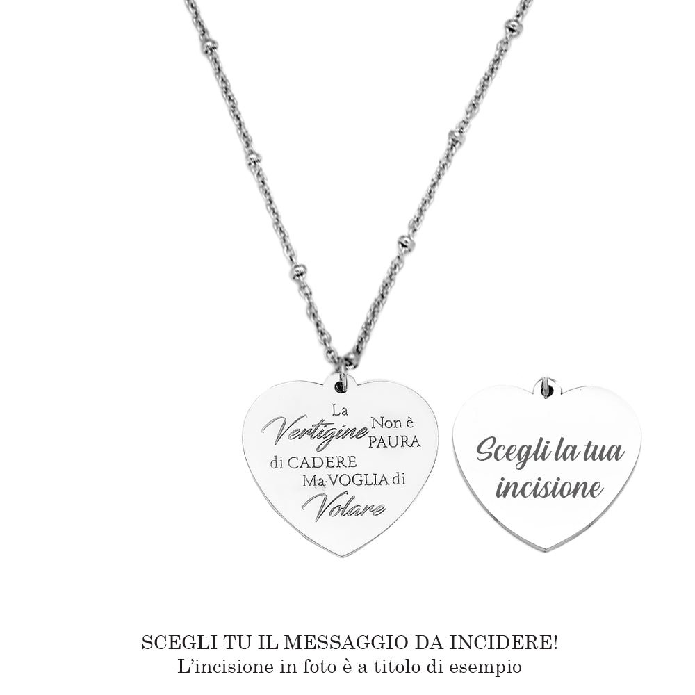 Collana emozionale con sferette in metallo con incisione - "La vertigine non è..." -Beloved_gioielli