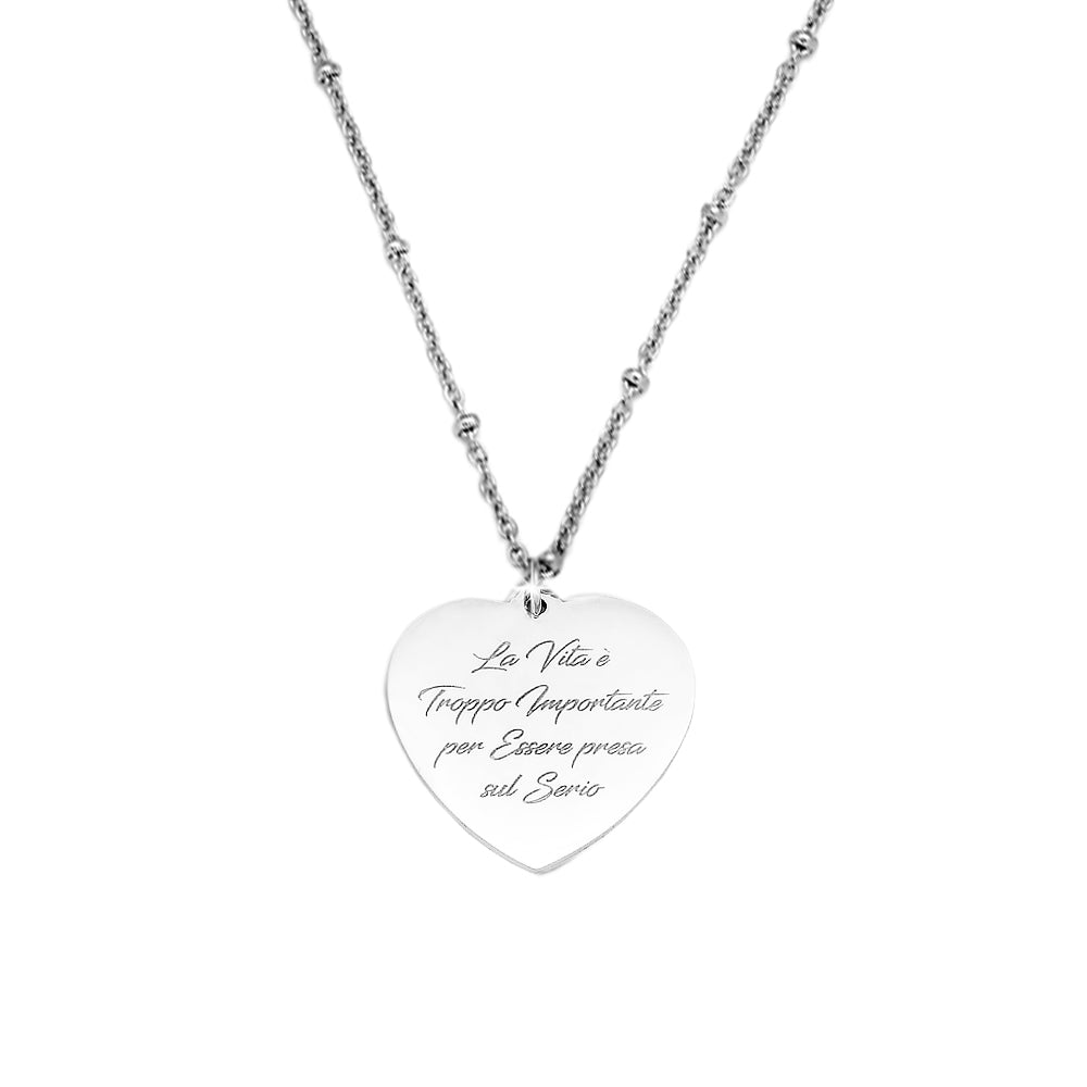 Collana emozionale con sferette in metallo con incisione - "La vita è troppo importante..." -Beloved_gioielli