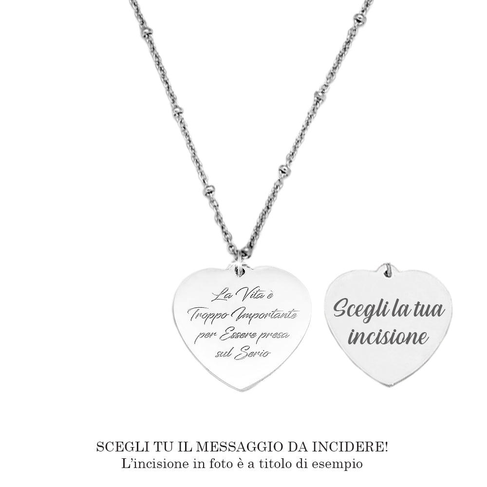 Collana emozionale con sferette in metallo con incisione - "La vita è troppo importante..." -Beloved_gioielli