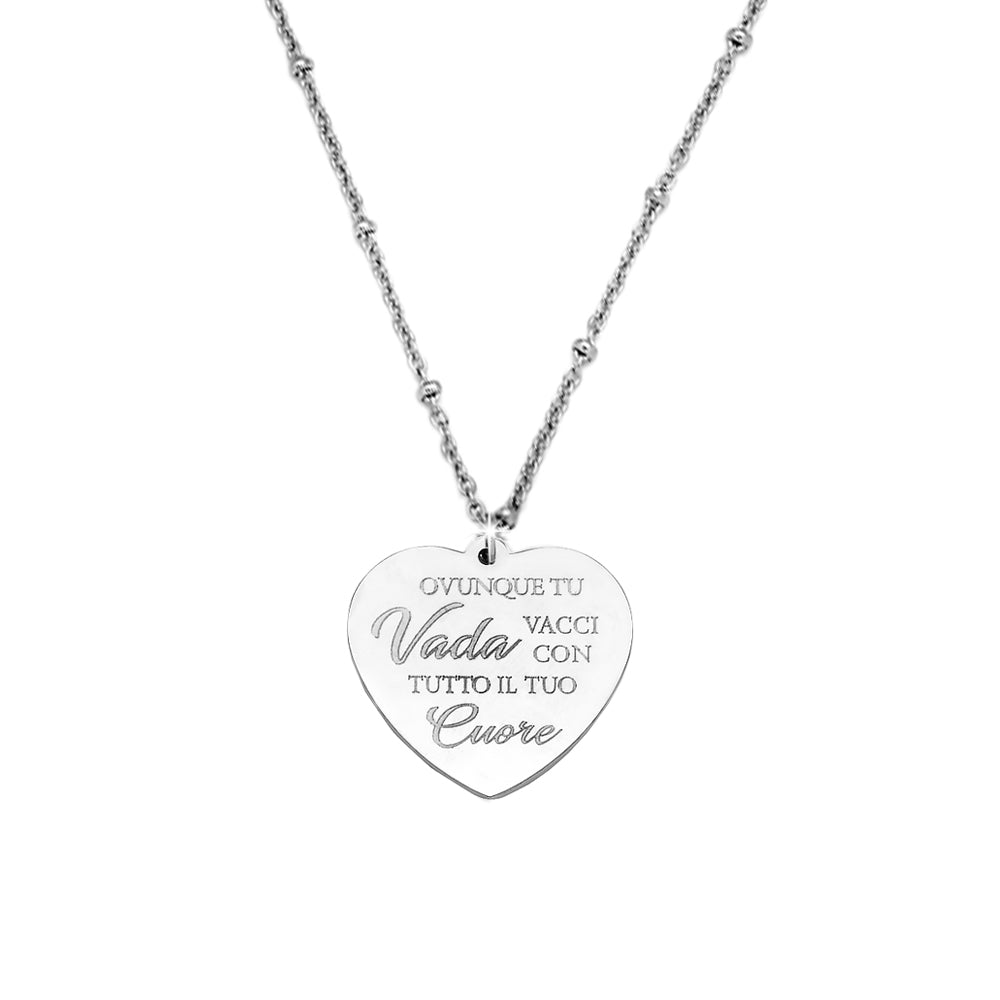 Collana emozionale con sferette in metallo con incisione - "Ovunque tu vada..." -Beloved_gioielli