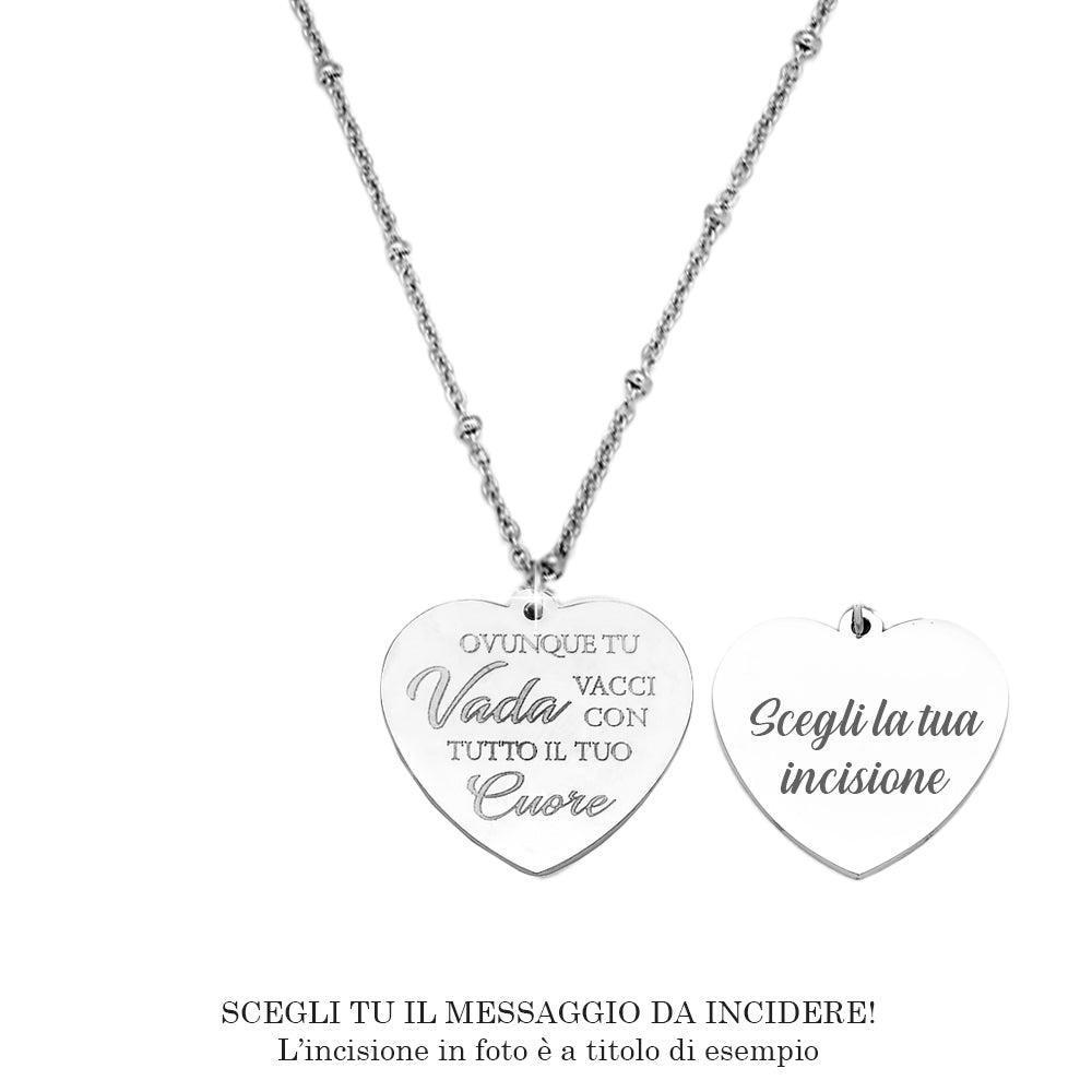 Collana emozionale con sferette in metallo con incisione - "Ovunque tu vada..." -Beloved_gioielli