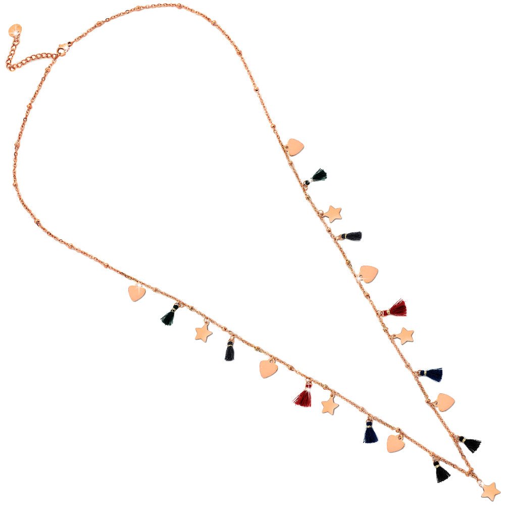 Collana Essential con nappine e charms rose gold - Stelle e Cuori -Beloved_gioielli