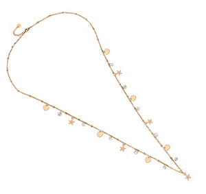 Collana Essential da donna lunga o doppio giro - Rose gold Stelle e Cuori -Beloved_gioielli
