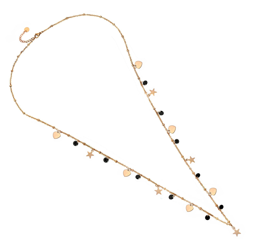 Collana Essential da donna lunga o doppio giro - Rose gold Stelle e Cuori -Beloved_gioielli