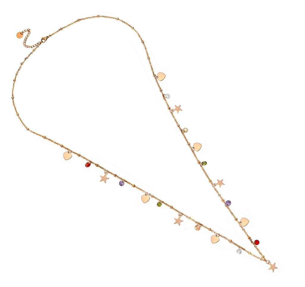 Collana Essential da donna lunga o doppio giro - Rose gold Stelle e Cuori -Beloved_gioielli