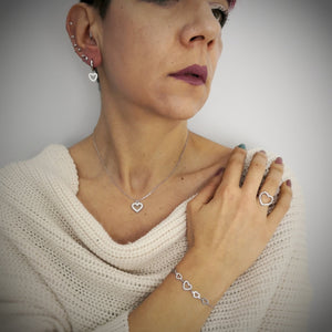 Collana Girocollo Acciaio con Cuore a Cornice e Cristalli Silver -Beloved_gioielli