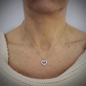 Collana Girocollo Acciaio con Cuore a Cornice e Cristalli Silver -Beloved_gioielli