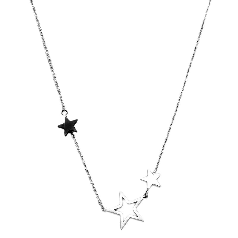 Collana girocollo donna Essential con tre stelle in acciaio - BLACK e FORATA -Beloved_gioielli