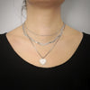 Collana in acciaio a tre file Silver con pendente - Cuore -Beloved_gioielli