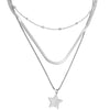 Collana in acciaio a tre file Silver con pendente - Stella -Beloved_gioielli