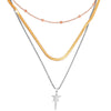 Collana in acciaio a tre file Silver, Rose gold e Gold con pendente - Bacchetta magica -Beloved_gioielli