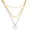 Collana in acciaio a tre file Silver, Rose gold e Gold con pendente - Cuore -Beloved_gioielli