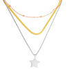 Collana in acciaio a tre file Silver, Rose gold e Gold con pendente - Stella -Beloved_gioielli