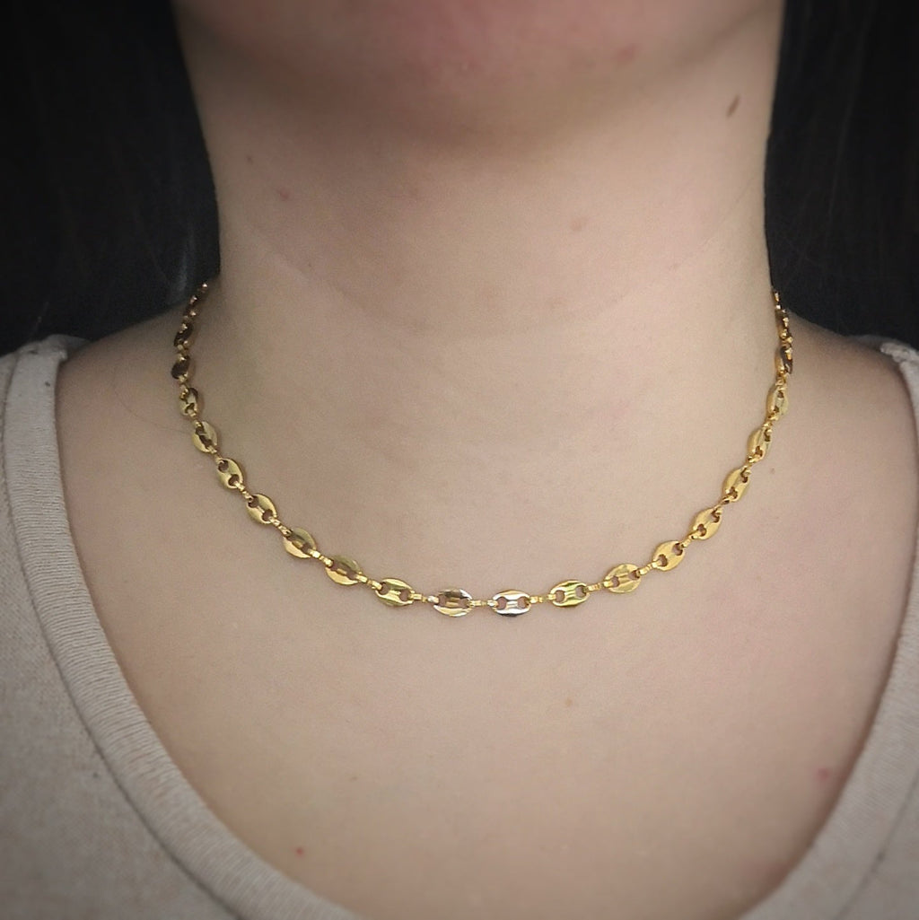 Collana in acciaio con catena lavorata colore Gold -Beloved_gioielli
