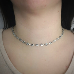 Collana in acciaio con catena lavorata colore Silver -Beloved_gioielli