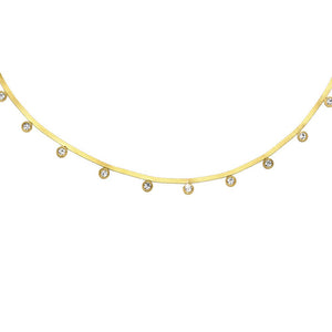 Collana in acciaio con catena Piattina colore Gold - Castoni -Beloved_gioielli