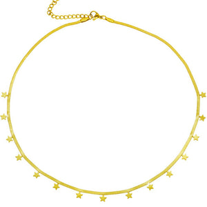 Collana in acciaio con catena Piattina colore gold - Stelle -Beloved_gioielli
