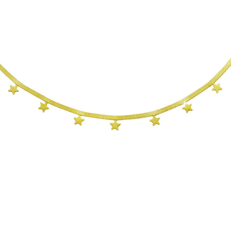 Collana in acciaio con catena Piattina colore gold - Stelle -Beloved_gioielli