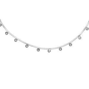 Collana in acciaio con catena Piattina colore Silver - Castoni -Beloved_gioielli
