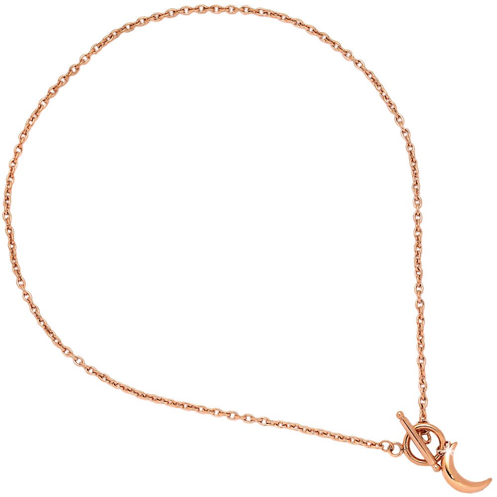 Collana in acciaio con fermaglio a T e Mezzaluna - Rose gold -Beloved_gioielli