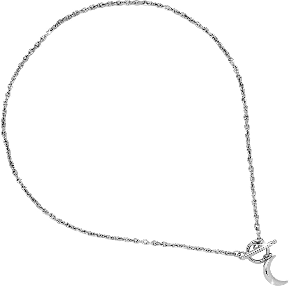 Collana in acciaio con fermaglio a T e Mezzaluna - Silver -Beloved_gioielli
