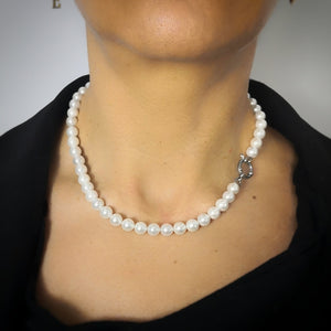 Collana in acciaio con Perle bianche Small -Beloved_gioielli