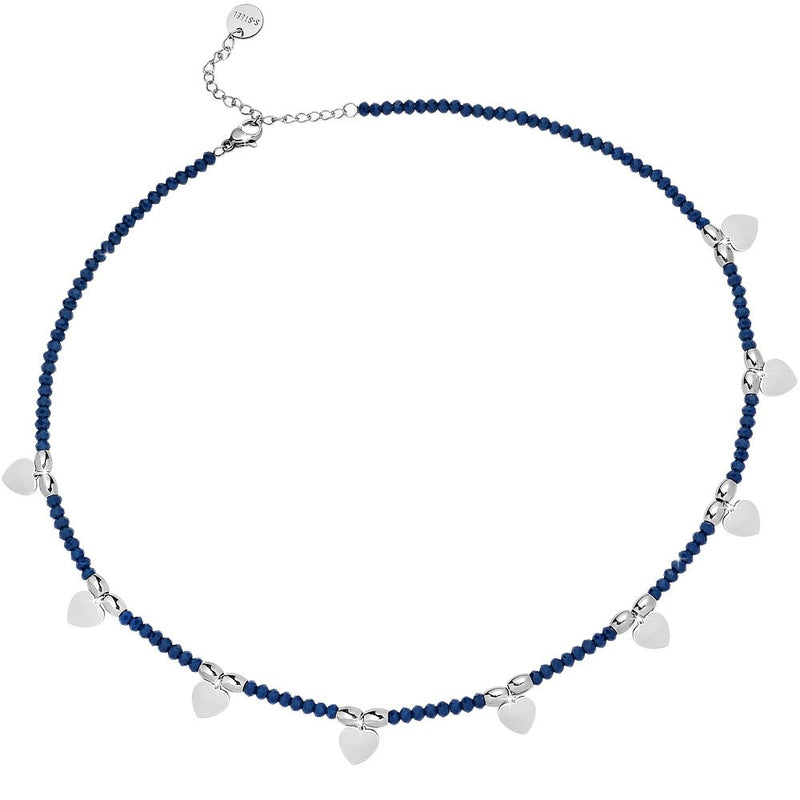 Collana in acciaio Crystal Chic - Cristalli Blu e Cuori -Beloved_gioielli
