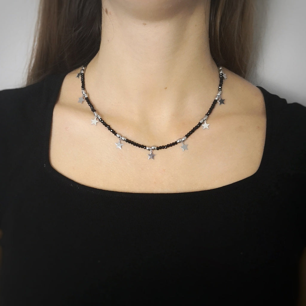 Collana in acciaio Crystal Chic - Cristalli Blu e Stelle -Beloved_gioielli