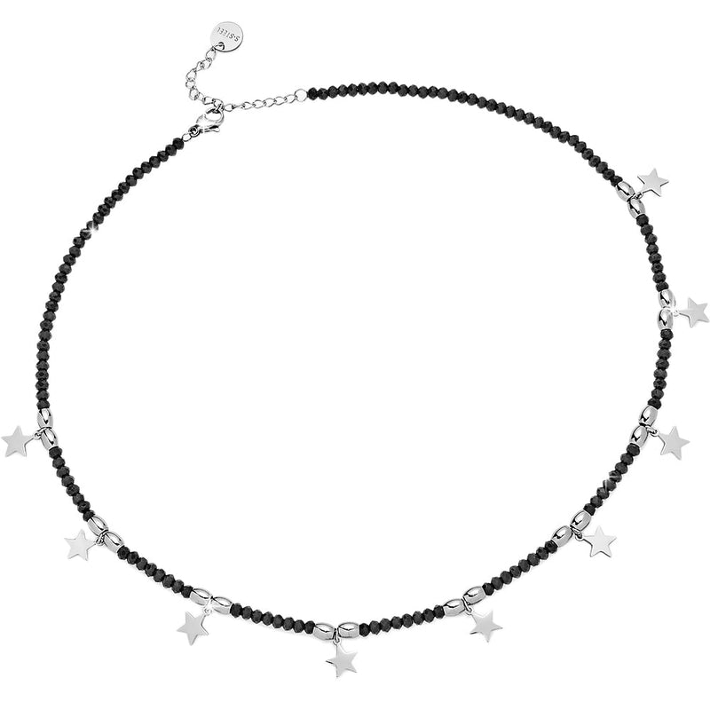 Collana in acciaio Crystal Chic - Cristalli Neri e Stelle -Beloved_gioielli