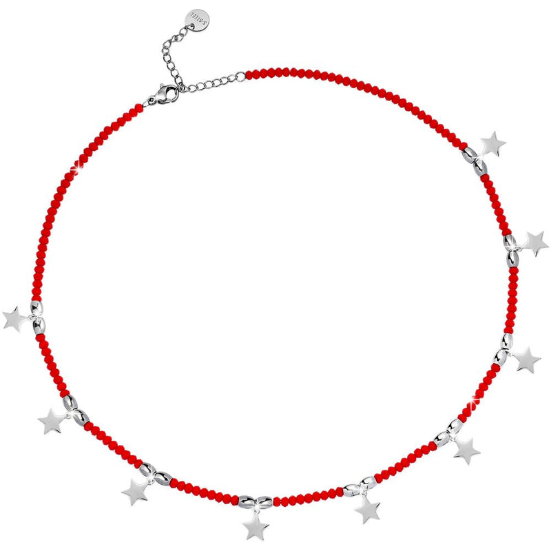 Collana in acciaio Crystal Chic - Cristalli Rossi e Stelle -Beloved_gioielli