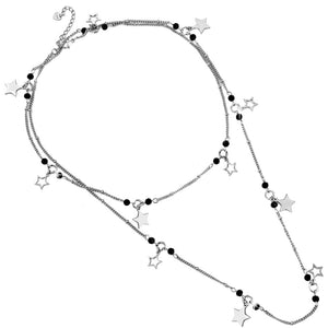 Collana lunga con cristalli Briolè Neri e charms pendenti Silver - Stelle -Beloved_gioielli