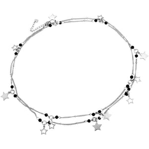 Collana lunga con cristalli Briolè Neri e charms pendenti Silver - Stelle -Beloved_gioielli