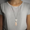 Collana lunga in acciaio con pendente Gatto e Cuore con incisione - Silver e Rose gold -Beloved_gioielli