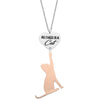 Collana lunga in acciaio con pendente Gatto e Cuore con incisione - Silver e Rose gold -Beloved_gioielli