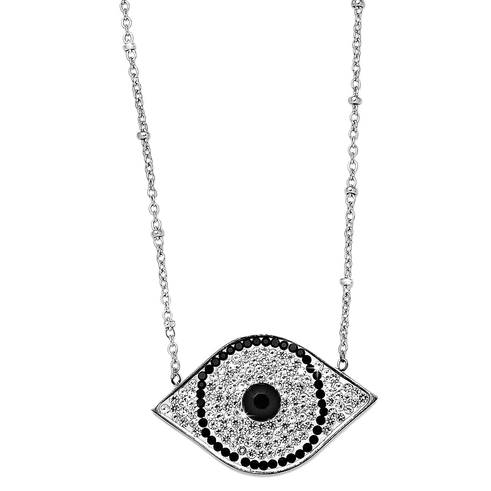 Collana lunga in acciaio, cristalli bianchi e neri Sparkling On! Eye -Beloved_gioielli