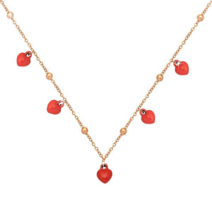 Collana Modern Times Rose gold con Cuori smaltati Rossi -Beloved_gioielli