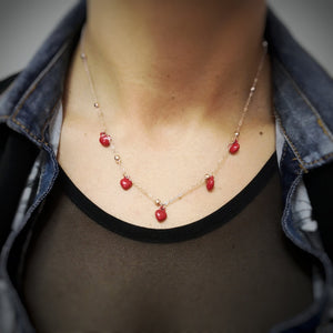 Collana Modern Times Rose gold con Cuori smaltati Rossi -Beloved_gioielli