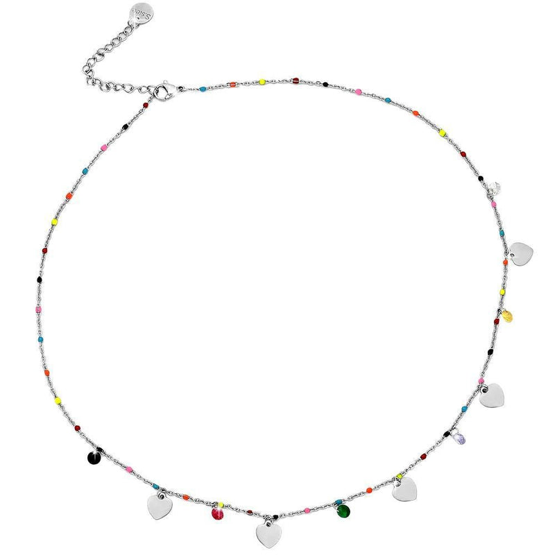 Collana SUMMER VIBES con cristalli e smalti - Silver Cuori -Beloved_gioielli