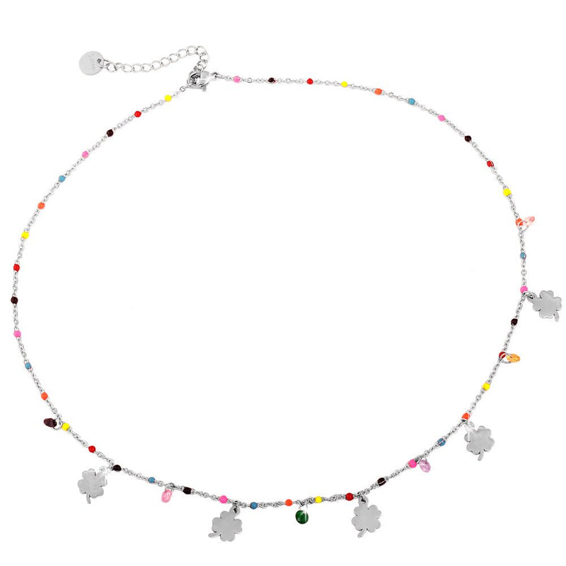Collana SUMMER VIBES con cristalli e smalti - Silver Quadrifogli -Beloved_gioielli