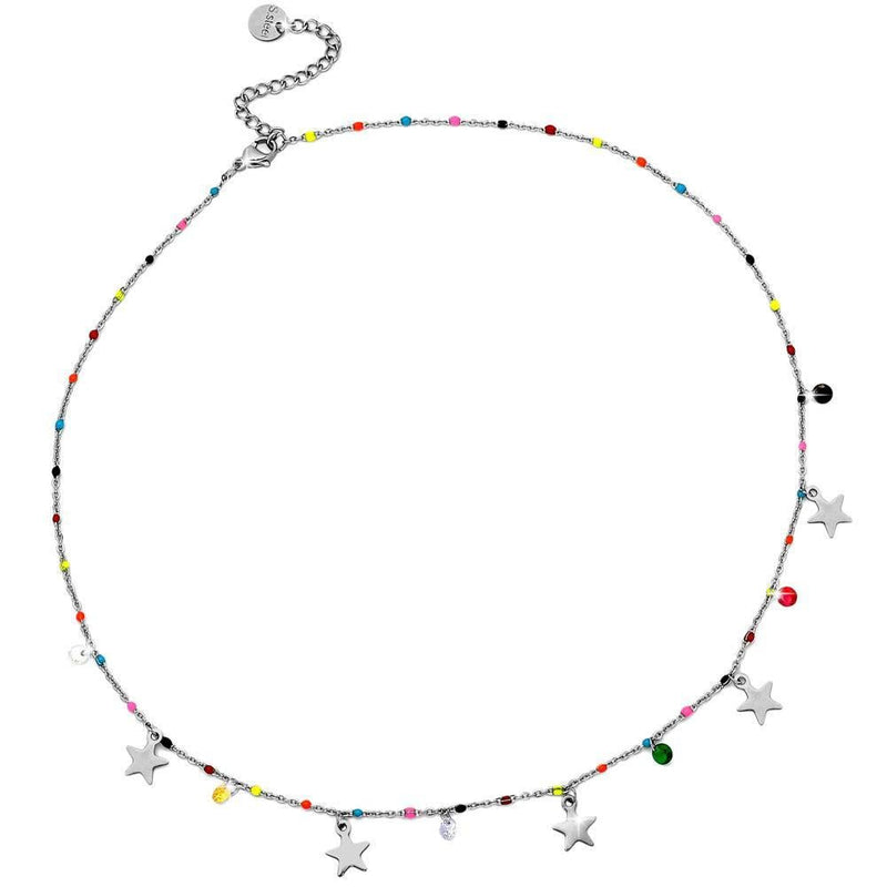 Collana SUMMER VIBES con cristalli e smalti - Silver Stelle -Beloved_gioielli
