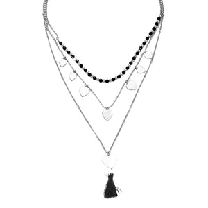 Collana tripla con Cristalli Briolè e Nappina - Cuori -Beloved_gioielli