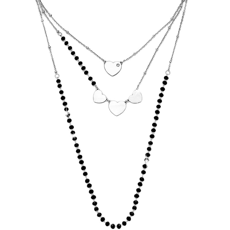 Collana tripla stile Rosario con Cristalli Briolè - Cuori -Beloved_gioielli